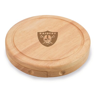 Picnic Time® NFL Licensed Brie Oakland Raiders Engraved Cheese Board Set W/Tools; Wood/Brown