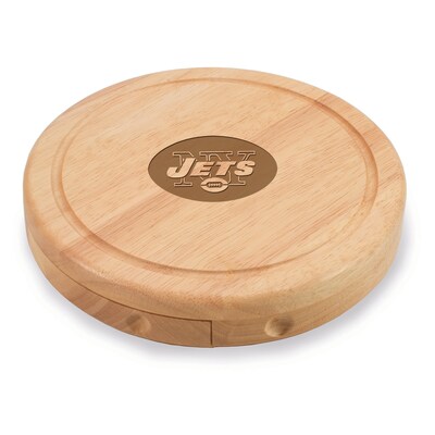 Picnic Time® NFL Licensed Brie New York Jets Engraved Cheese Board Set W/Tools; Wood/Brown
