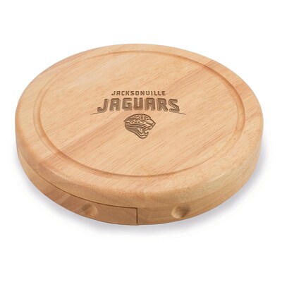 Picnic Time® NFL Licensed Brie Jacksonville Jaguars Engraved Cheese Board Set W/Tools; Wood/Brown