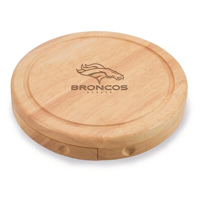 Picnic Time® NFL Licensed Brie Denver Broncos Engraved Cheese Board Set W/Tools; Wood/Brown