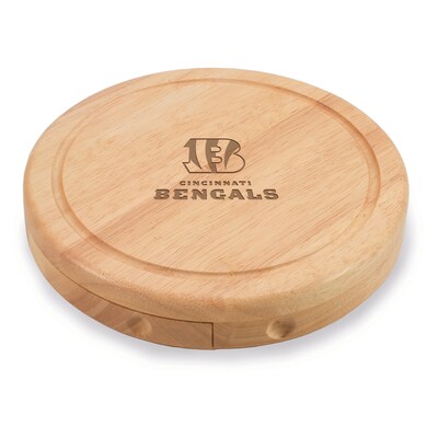 Picnic Time® NFL Licensed Brie Cincinnati Bengals Engraved Cheese Board Set W/Tools; Wood/Brown