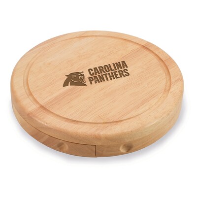 Picnic Time® NFL Licensed Brie Carolina Panthers Engraved Cheese Board Set W/Tools; Wood/Brown