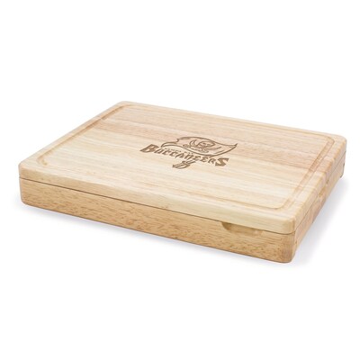 Picnic Time® NFL Licensed Asiago Tampa Bay Buccaneers Engraved Cutting Board W/Tools; Natural Wood