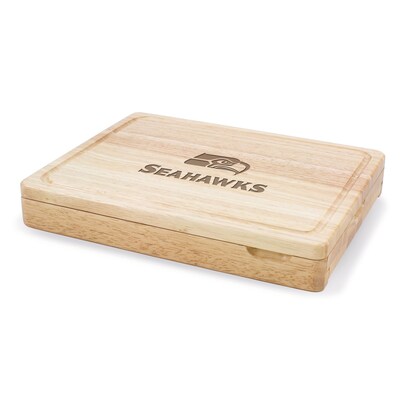 Picnic Time® NFL Licensed Asiago Seattle Seahawks Engraved Cutting Board W/Tools; Natural Wood