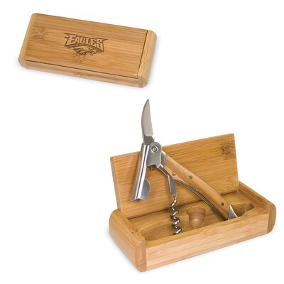 Picnic Time® NFL Licensed Elan Philadelphia Eagles Engraved Corkscrew With Box; Bamboo