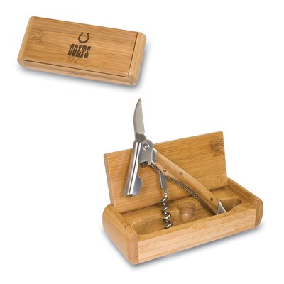 Picnic Time® NFL Licensed Elan Indianapolis Colts Engraved Corkscrew With Box; Bamboo