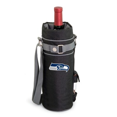 Picnic Time® NFL Licensed Seattle Seahawks Digital Print Polyester Insulated Wine Sack, Black