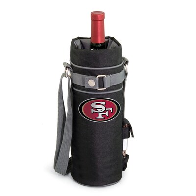 Picnic Time® NFL Licensed San Francisco 49Ers Digital Print Polyester Insulated Wine Sack, Black