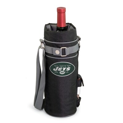 Picnic Time® NFL Licensed New York Jets Digital Print Polyester Insulated Wine Sack, Black