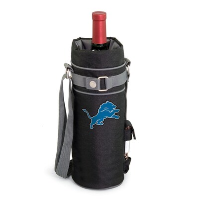 Picnic Time® NFL Licensed Detroit Lions Digital Print Polyester Insulated Wine Sack, Black