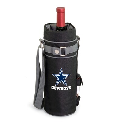Picnic Time® NFL Licensed Dallas Cowboys Digital Print Polyester Insulated Wine Sack, Black