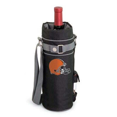 Picnic Time® NFL Licensed Cleveland Browns Digital Print Polyester Insulated Wine Sack, Black