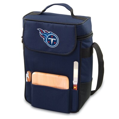 Picnic Time® NFL Licensed Duet Tennessee Titans Digital Print Wine Picnic Tote, Navy