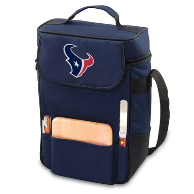 Picnic Time® NFL Licensed Duet Houston Texans Digital Print Wine Picnic Tote, Navy