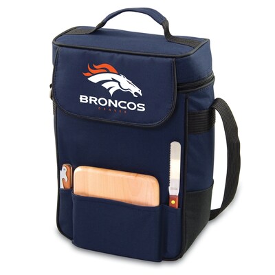Picnic Time® NFL Licensed Duet Denver Broncos Digital Print Wine Picnic Tote, Navy