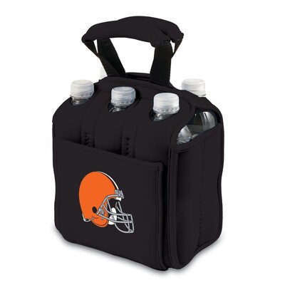 Picnic Time® NFL Licensed Six Pack Cleveland Browns Digital Print Neoprene Cooler Tote, Black