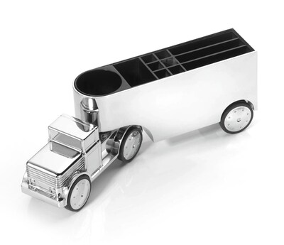 Troika® Office Trucker Paperweight and Pen Holder, Silver