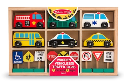 Melissa & Doug® Wooden Vehicles and Traffic Signs Toy