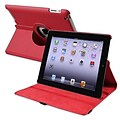 Insten® Leather 360 Deg Swivel Case For Apple iPad 2/3/4, Red (PAPPIPADLC44)