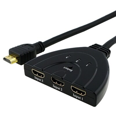 Insten® 3 x 1 Pigtail HDMI Switch; Black