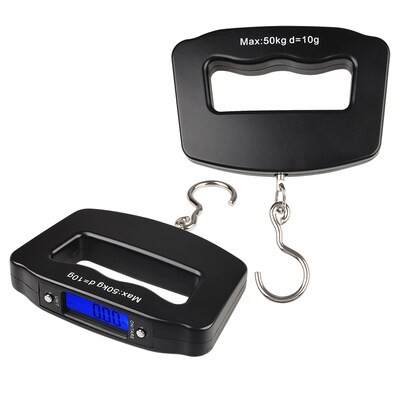 Insten® COTHDIGSCLE7 10g - 50kg LCD Digital Hanging Luggage Fishing Weight Scale; Black