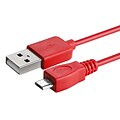 Insten® 3 Micro USB 2.0 A/B 2- in-1 Cable, Red