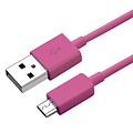 Insten® 3 Micro USB 2.0 A/B 2- in-1 Cable, Hot Pink