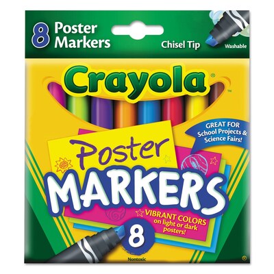 Crayola® 58-8173 Poster Marker, Chisel Tip, Assorted