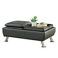 Coaster® Rectangle Faux Leather Ottoman With Reversible Tray Tops, Black