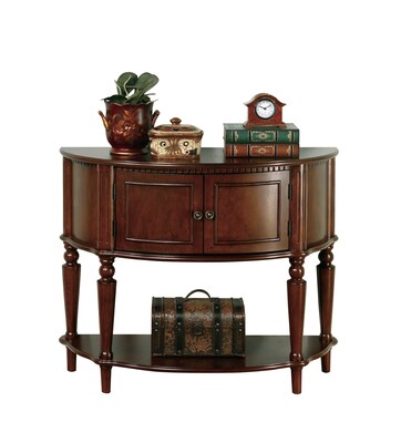 Coaster® 31" x 14 1/2" x 38" Entry Table With Curved Front and Inlay Shelf; Brown