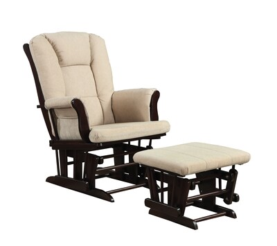 Coaster® Micro Fiber Glider Rocker With Storage Pocket, Beige