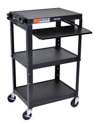 Luxor 3-Shelf Metal Mobile A/V Cart with Lockable Wheels, Black (AVJ42KB)