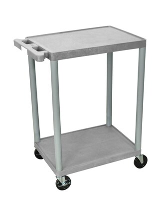 Luxor® HE 2 Shelves Utility Cart, Gray