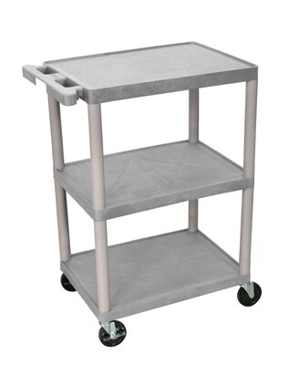 Luxor® HE 3 Shelves Polyethylene Utility Cart, Gray
