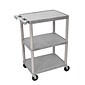 Luxor® HE 3 Shelves Polyethylene Utility Cart, Gray