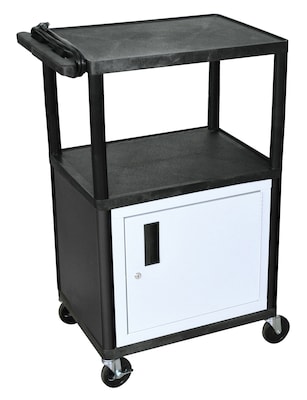 Luxor® LP 3 Shelves 42 Mobile Presentation AV Cart With 3 Outlet Electric, Black
