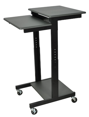 Luxor 2-Shelf Steel/Wood Presentation Workstation Cart, Gray (PS3945)