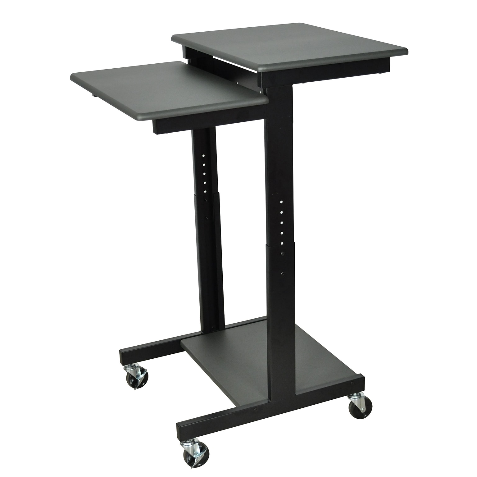 Luxor 2-Shelf Steel/Wood Presentation Workstation Cart, Gray (PS3945)