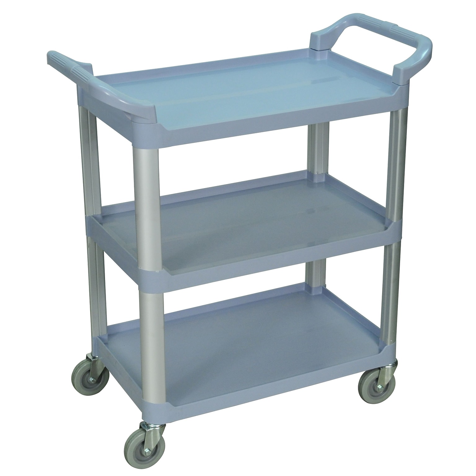 Luxor 3-Shelf Polyethylene Mobile Serving Cart with Lockable Wheels, Gray (SC12-G)