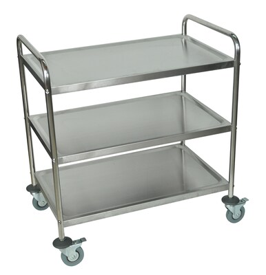 Luxor® Shelves Stainless Steel Serving Cart, Silver