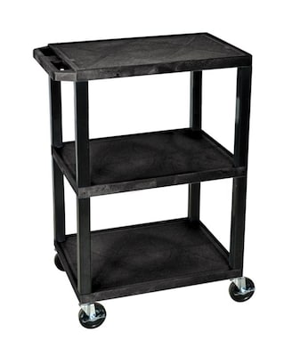 Luxor® H. Wilsons WT 3 Shelves Tuffy Polyethylene Utility Cart, Black