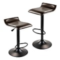 Winsome® Paris Faux Leather Swivel Airlift Adjustable Stool With Metal Base, Black/Espresso, 2/Set