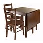 Winsome® Lynden 29.53" Wood Rectangular Dining Table Set With 2 Ladder Back Chairs, Antique Walnut