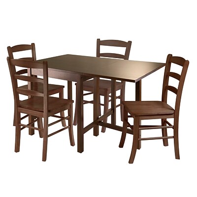 Winsome® Lynden 29.53 Wood Rectangular Dining Table Set With 4 Ladder Back Chairs, Antique Walnut