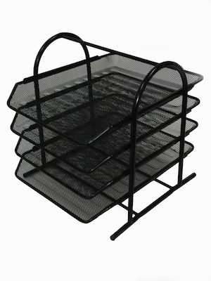 Buddy Products® Mesh 4 Tier Letter Tray, Black