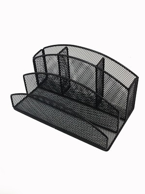 Buddy Products® 5 Compartment Mesh Desk Organizer, Black