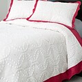 Lavish Home Lydia Microfiber 3 Piece Embroidered Quilt Set, King, Red/White, 3/Set