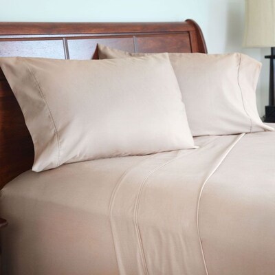 Lavish Home 1000 Thread Count Cotton Sateen 4 Piece Sheet Set, King, Champagne, 4/Set