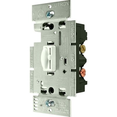 Lutron® Qoto™ 600 W 3 Way Wall Dimmer With Switch; White