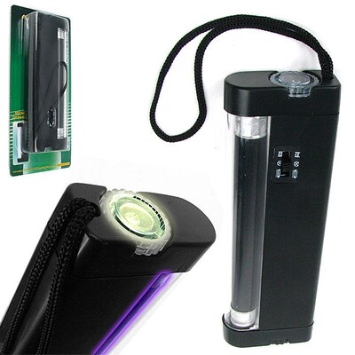 Stalwart™ 2-In-1 UV Torch Light and UV Counterfeit Money Detector, Black